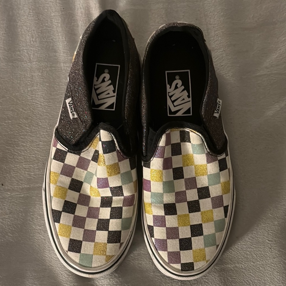 Vans Black and White Flats with Checkerboard Design